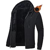 Men's Jacquard PlaidCloth Heavy Fleece Zipper Hoodie Sherpa Jacket Sweatshirt