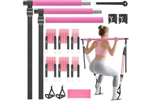 Lazolloa Pilates Bar Kit with Resistance Bands, Portable Pilates Bar for Home Gym Yoga & Full Body Workouts, Pilates Equipment for Women, Fitness Set for Strength Stretching Flexibility Training
