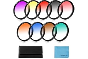 X-SWEETDREAM 58mm Graduated Color Filters Kit 9 Pieces Gradual Colour Lens Filter Kit Set Accessory for Canon Nikon Sony Pentax Olympus Fuji DSLR Camera + Lens Filter Pouch +Lens Cleaning Cloth