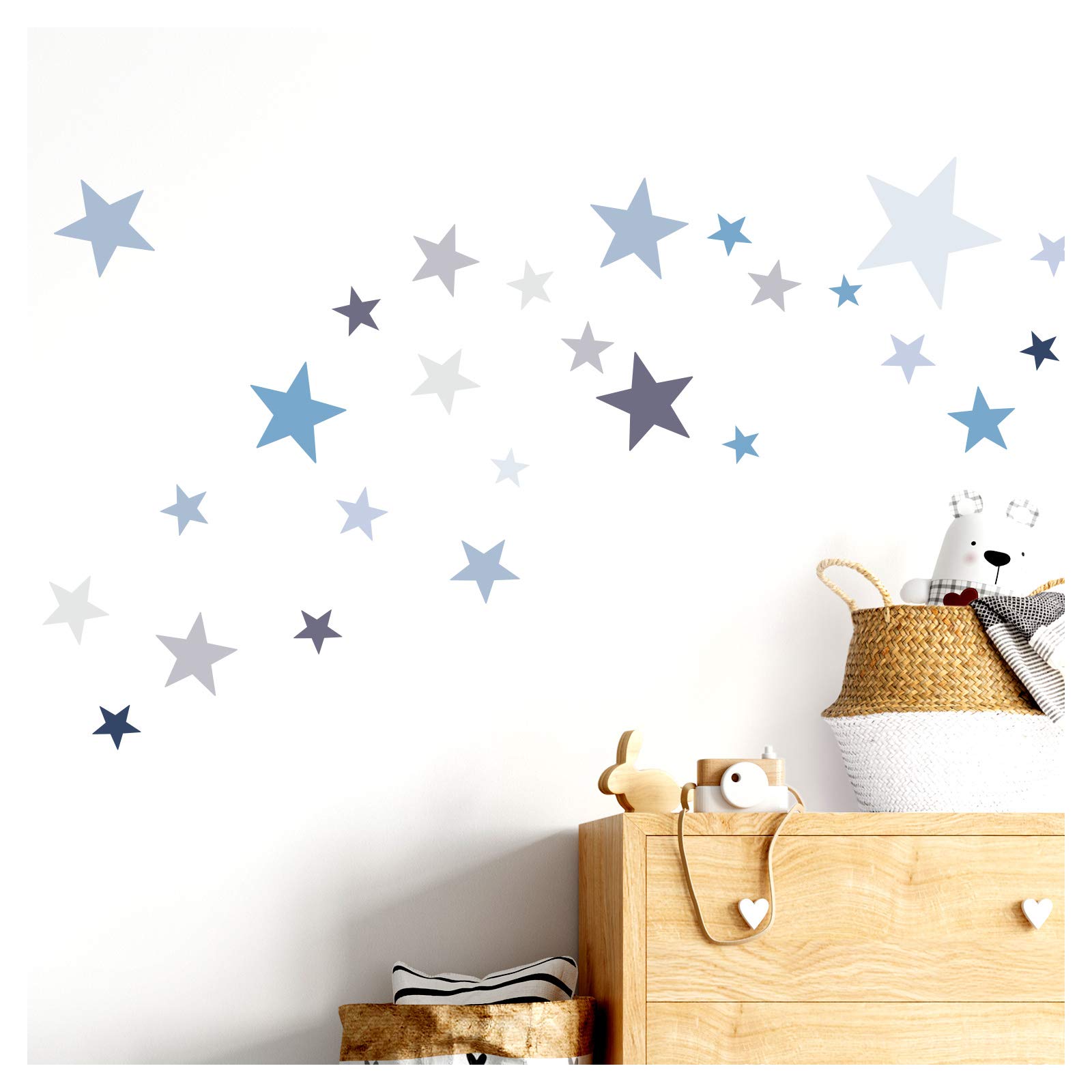 Little Deco DL409 Wall Sticker 60 Stars Children's Room Boy Stars I Blue Grey I Many Colours Wall Sticker Set Living Room Colourful Sel