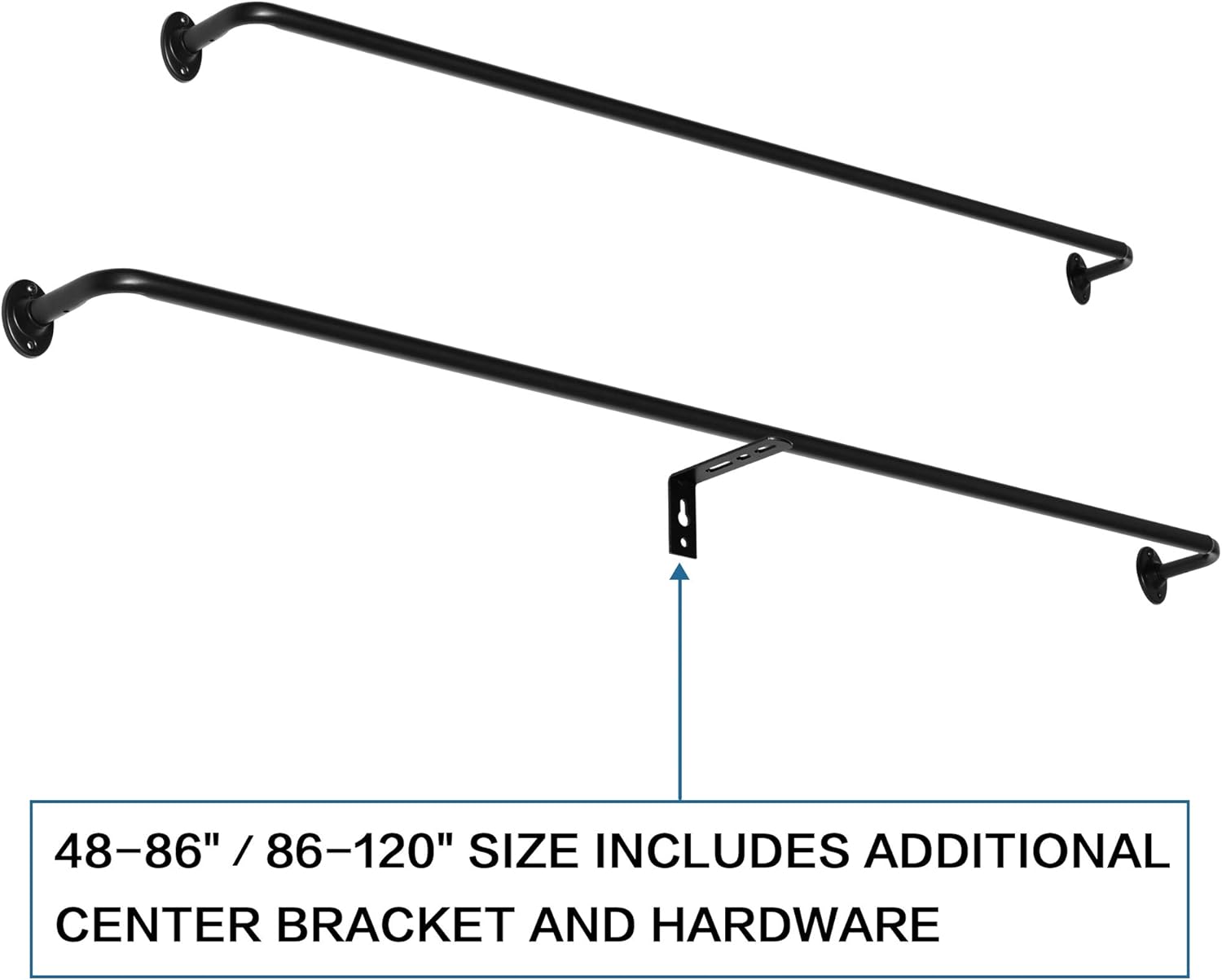 2 Pack Single Curtain Rods Wrap Around Curtain Rods Set Room Darkening Wrap Curtain Rods for Windows 28 to 48 Inch, 5/8 Inch Diameter, Black: Home & Kitchen