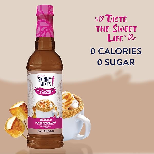 JORDAN’S SKINNY SYRUPS SUGAR FREE COFFEE SYRUP, TOASTED MARSHMALLOW FLAVOR DRINK MIX, ZERO CALORIE FLAVORING FOR CHAI LATTE, PROTEIN SHAKE, FOOD & MORE, GLUTEN FREE, KETO FRIENDLY, 25.4 FL OZ, 1 PACK