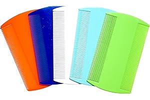 Lice Comb - 5 Double-Sided Fine Tooth Plastic Combs for Gentle and Effective Head Lice Removal in Kids and Adults