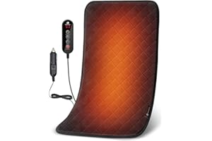 CooCoCo 12V/24V Car Heated Blanket for Back Pain Relief, 12" x 24" Car Electric Blanket with 5 Heat Setting, Auto-Off, FSA Eligible Heated Blanket for Travel