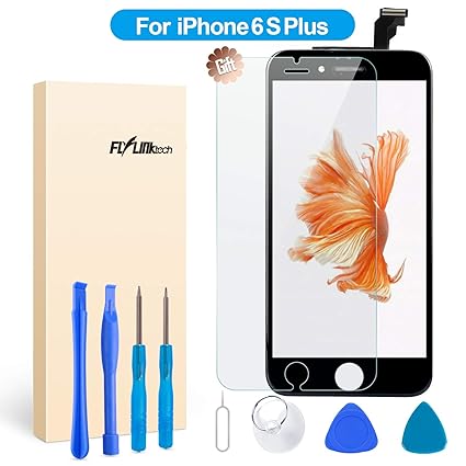 FLYLINKTECH Für iPhone 6S Plus Display Schwarz LCD Touchscreen Digitizer Ersatz Bildschirm Front Komplettes Glas mit Werkzeug