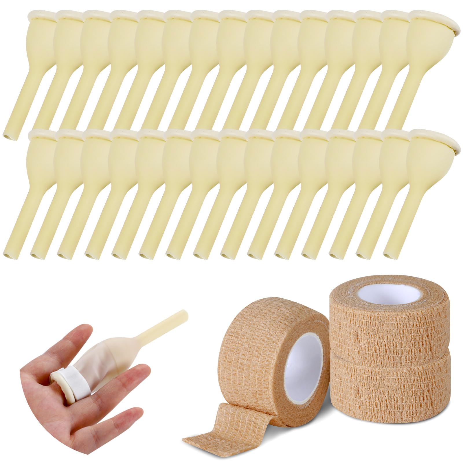 Photo 1 of TrelaCo 30 Pcs Male External Urinary Catheter Condom External Catheters Supplies for Men Home Use Individually Wrapped Latex with 3 Rolls Fixer for Incontinence(40mm)