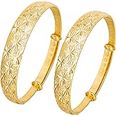Eyixvan 2 Pack Gold Plated Adjustable Bangle Bracelet for Women, Stackable Elegant Classical Bangle Set Jewelry Gift for Mothers Day, Birthday, Anniversary, Valentines Day, Christmas Gift for Her