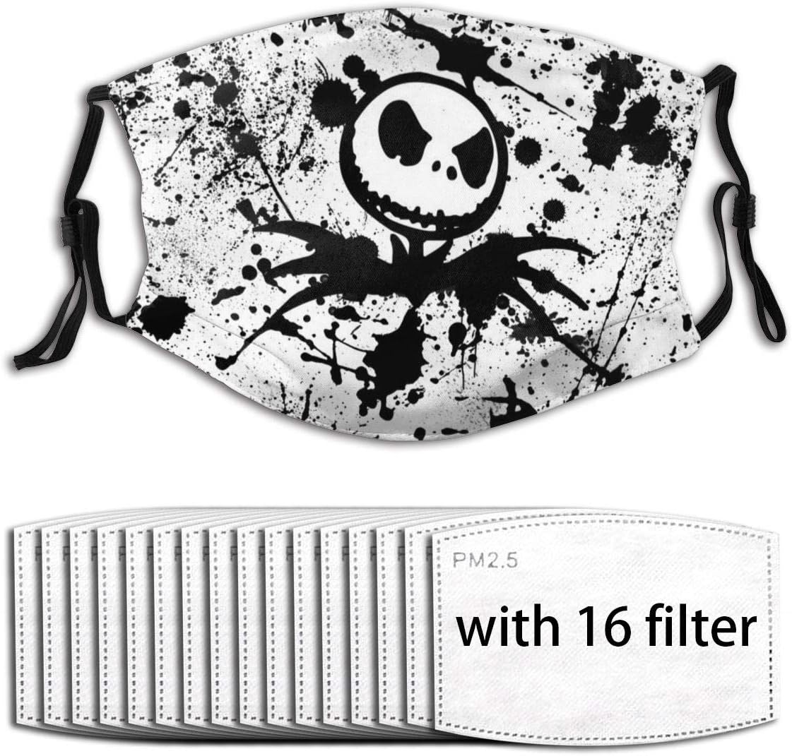 Narustop Fan Mart Windproof Breathable Mouth Guard Activated Carbon Filters, Jack Skellington Theme Painting Art Anti Dust Filters Protection Cover for Jogging Hunting - Adjustable Ear Loops : Sports & Outdoors