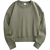 Stelle Cropped Sweatshirts for Women Cotton Long Sleeve Crop Tops Crewneck Pullover Oversized Sweater