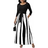 FANDEE Long Dress for Women Casual African Print Empire Waist Maxi Dresses for Wedding Guest, Church, M-3XL