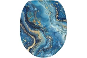 Wiryuouvt Blue Marble Washable Beach Toilet Seat Covers Set - Cute Toilet Lid Cover for Bathroom