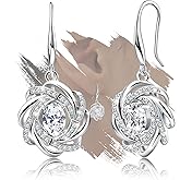 Sterling Silver Drop Dangle Earrings for Women Hypoallergenic Cubic Zirconia Classic Earrings for Sensitive Ears Fashion Ladies Dangling Earring Statement Jewelry Gifts for Christmas Birthday