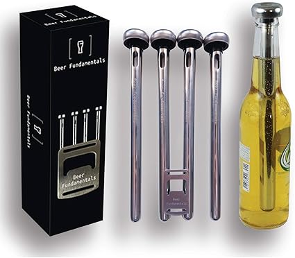Amazon ビールファンダメンタルビールチラースティック 4個パック ビール栓抜きギフトセット付き ビールや飲み物を瞬時に冷やす 父親 夫へのビールギフトアイデア 瞬時に冷たい飲み物スティック Beer Fundamentals バーセット
