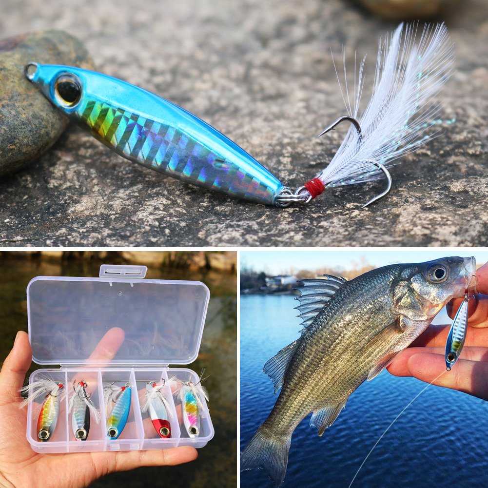 Sougayilang Jigs Fishing Lures Sinking Metal Spoons Micro Jigging Bait