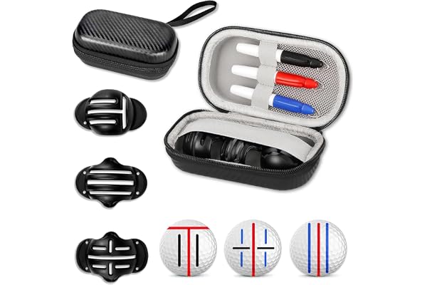 Golf Ball Line Marker Tool, 3 Golf Ball Marker Stencil and 3 Color Golf Ball Line Marker, Golf Ball Stencil Easy Carry C