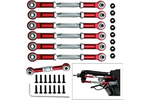 HIENOLELU Aluminum Adjustable Turnbuckles/Camber Link with Rod Ends Sets for 1/10 Traxxas Slash 2WD/4x4 Upgrade Parts (Red)