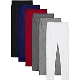 Resinta 6 Pack Girls Cotton Leggings Kids Pull On Leggings Elastic Waistband Stretchy Full Length Footless Soft Tights Pants