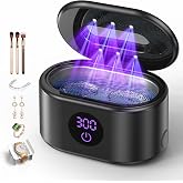 BYASKZIV Ultrasonic Jewelry Cleaner, 48KHz Ultrasonic Cleaner Machine with 20oz 304 Stainless Steel Tank, Dual Modes &amp; LED Display - for Jewelry, Eyeglasses, Watches, Dentures, Retainers &amp; More-Black