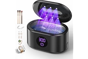 BYASKZIV Ultrasonic Jewelry Cleaner, 48KHz Ultrasonic Cleaner Machine with 20oz 304 Stainless Steel Tank, Dual Modes & LED Display - for Jewelry, Eyeglasses, Watches, Dentures, Retainers & More-Black