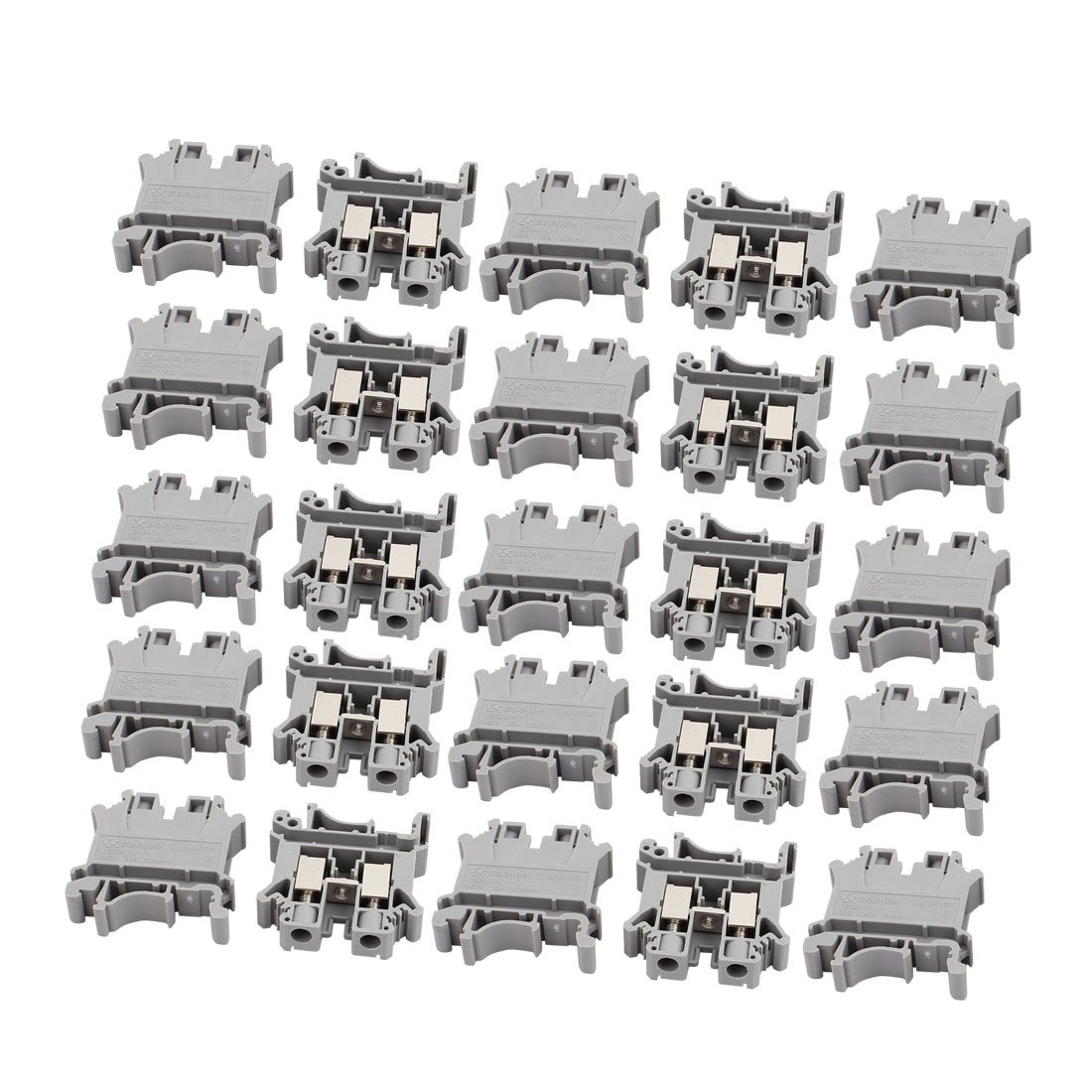 sourcingmap 25Pcs UK10N 800V 76A Rail Mount 10mm2 Cable Screw Type Terminal Block Gray