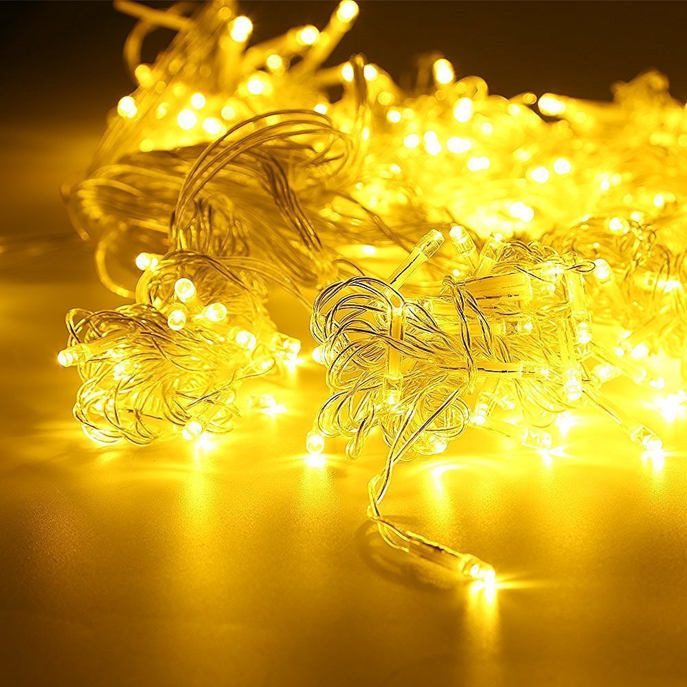 AGM 300er Led 3X3 Meter Lichterkette 24V Drinnen Outdoor LED wasserdicht Fee-Schnur-Vorhang-Licht für Party,Weihnachten,Hotel,Festival.(Warmweiß)