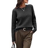 AMZANGEL Women's 100% Wool Cropped Sweater Crewneck Cable Kint Ribbed Long Sleeve Pullover Winter Comfort Basic Top