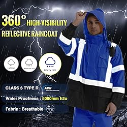 SKSAFETY Hi Vis Reflective Work Rain Jacket for Men