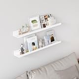 Lifewit Floating Shelves 61cm White Acrylic 2 Pack Wall Shelf U Shape view 2