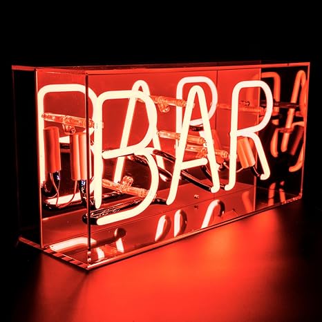 Locomocean BAR Schild (Echtglas Neon in glänzender Acrylbox) rot