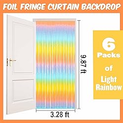 6 Pack 3.28x9.8 Ft Light Rainbow Foil Fringe