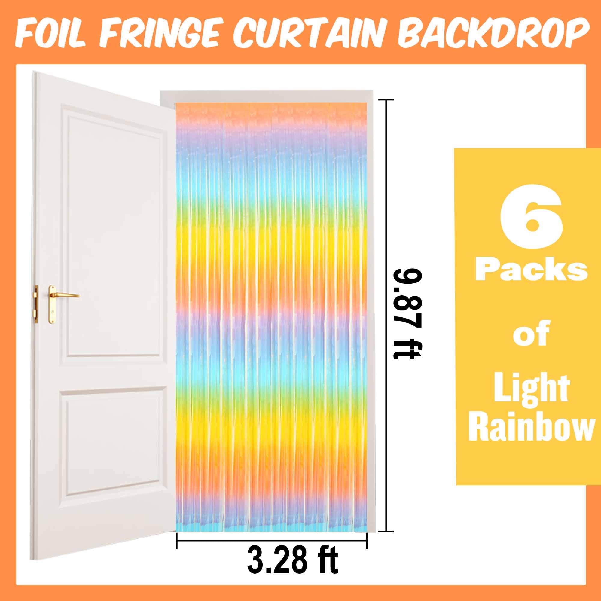 6 Pack 3.28x9.8 Ft Light Rainbow Foil Fringe