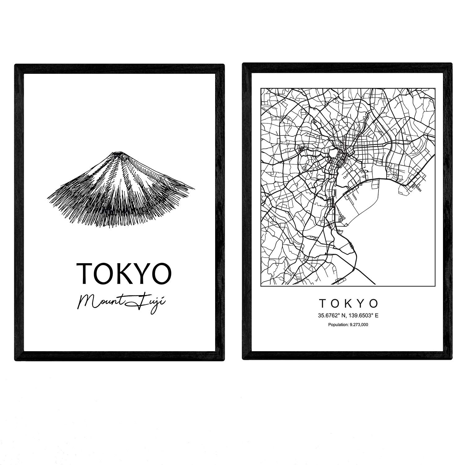 Nacnic Pack posters Tokyo - Mount Fuji. Sheets with monuments of cities. A3 size