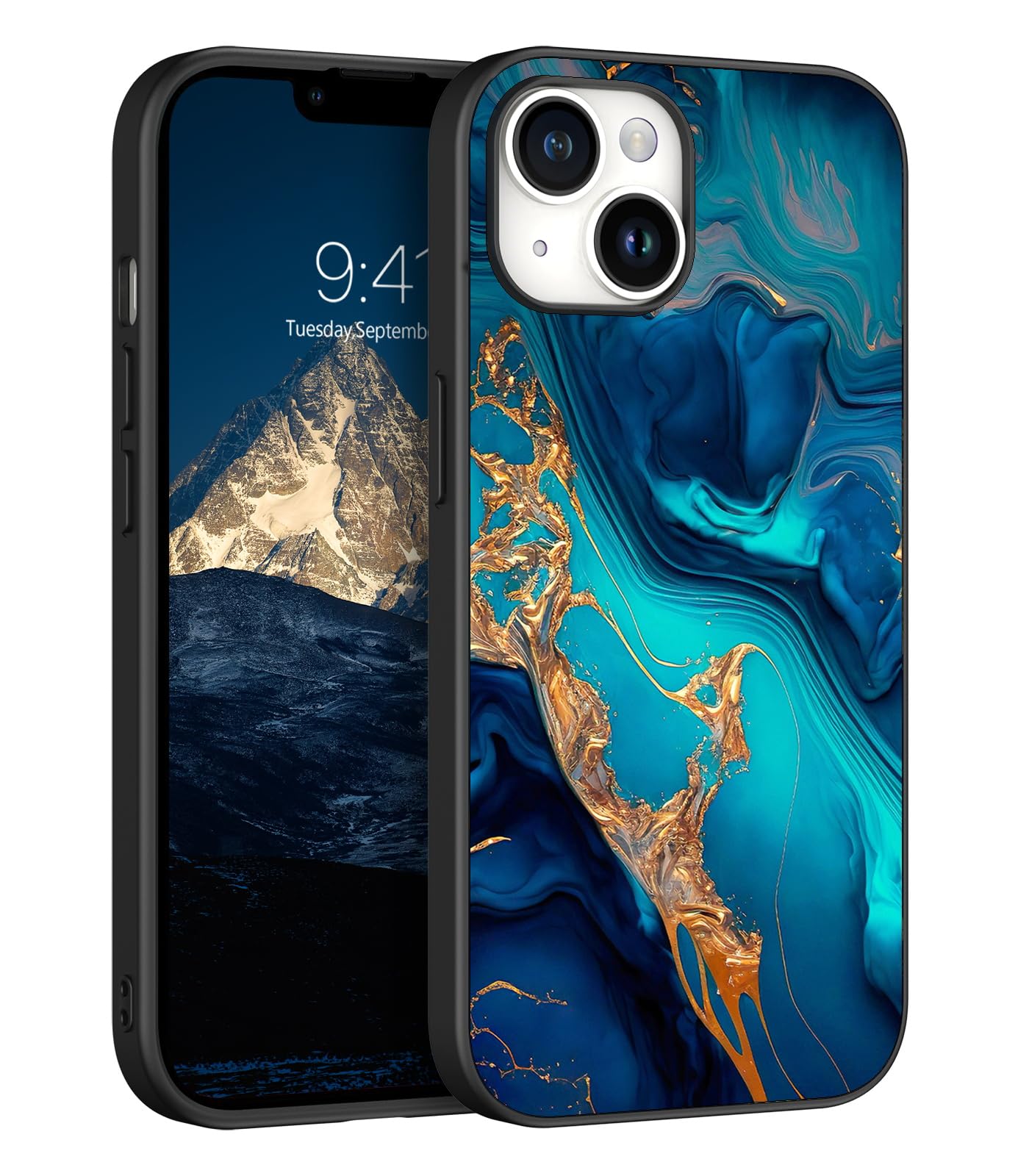 GaoBao for iPhone 13 Case Shockproof, Slim Fit iPhone 13 Phone Case Glow in The Dark, Hybrid Hard PC Back Soft TPU Bumper Protective Anti-Slip Women Men Girls Boys Case for iPhone 13 6.1", Gold/Marble — image 1