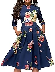 Simple Flavor Women's Floral Vintage Dress Elegant