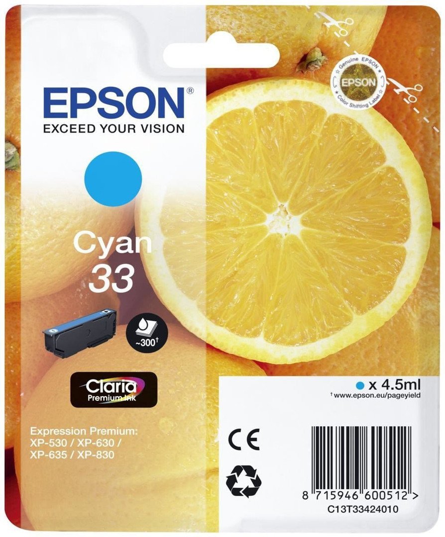 Epson C13T33424022 Standard Original Inkjet Cartridges - Cyan