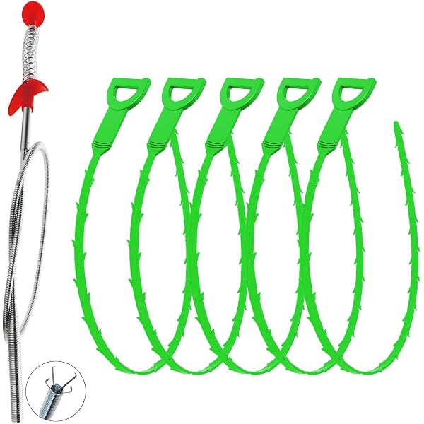 35-Inch Drain Snake Hair Remover Tool - 6-Piece Set With Rotating Handle, Flexible For Sinks, Showers, Tub Drains - View #9