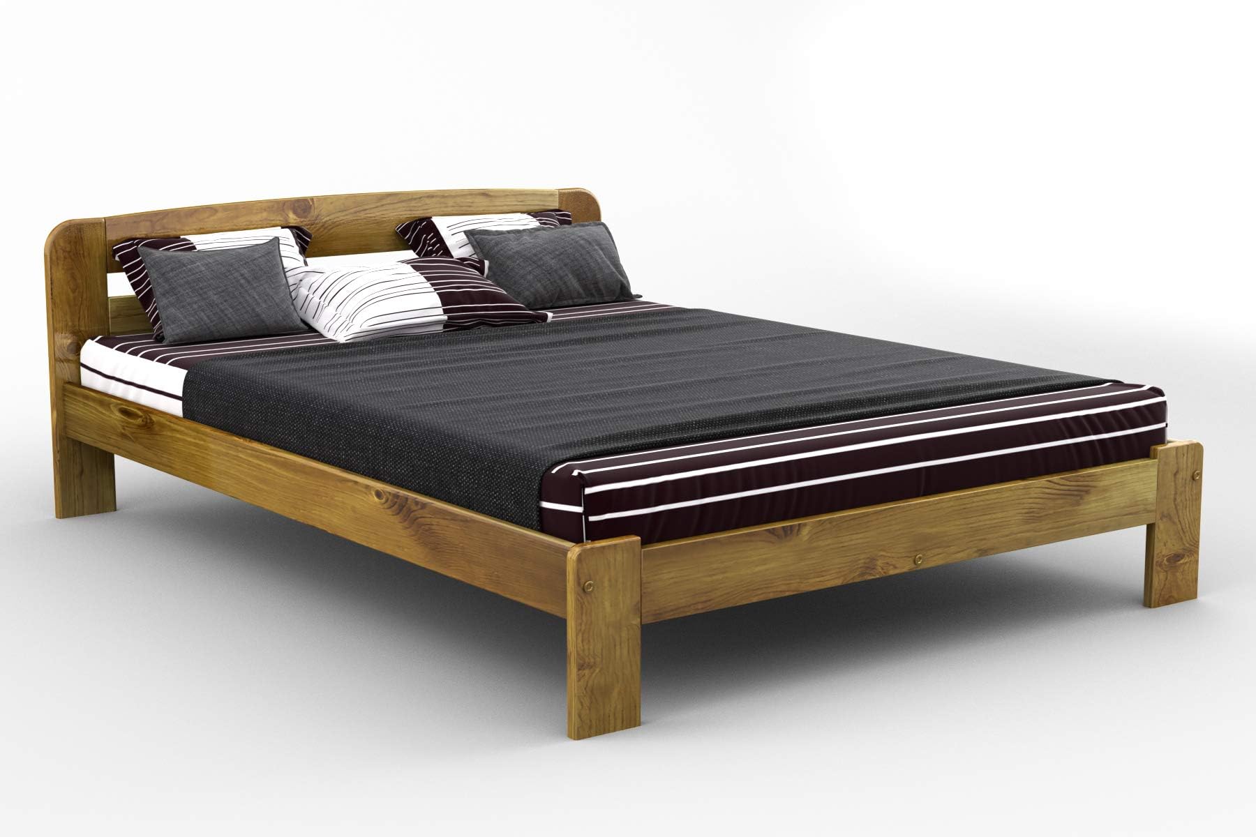 New sturdy Bed"F4" Solid wood Pine, Oak, Alder, Walnut (OAK, 140_x_190_cm)
