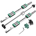 ANWOK 2Pcs Linear Guide Rail HGR20-600mm + 1PCS SFU/RM1605-600mm Anti-Backlash Ballscrew with BF12/BK12 Kit, DSG16H Nut Housing, Coupling, Slide Blocks Linear Rail Ball Screw Set for CNC DIY