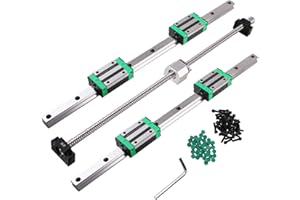 ANWOKIT ANWOK 2Pcs Linear Guide Rail HGR20-1000mm + 1PCS SFU/RM1605-1000mm Anti-Backlash Ballscrew with BF12/BK12 Kit, DSG16H Nut Housing, Coupling, Slide Blocks Ball Screw Set for CNC DIY sfu1605-1000mm