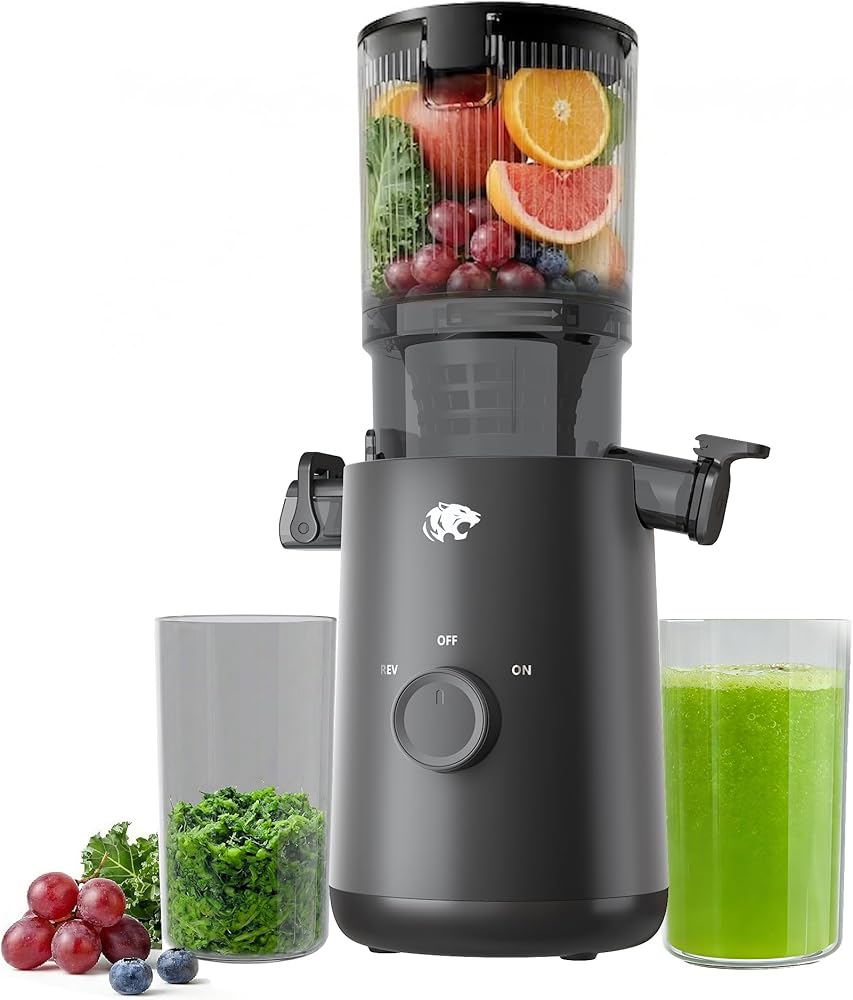 Juicer Machines, Cold Press Juicer with 5.3" Extra Large Feed Chute &amp; Powerful AC Motor, Fits Whole Fruits &amp; Vegetables, High