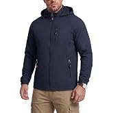 RQP Men's Lightweight Softshell Jacket Windbreaker Hooded Outdoor Coat | Water Resistant,Breathable,Mesh Lining,4 Zipper Pockets,Detachable Hat,Velcro Cuffs,Cycling,Hiking,Casual