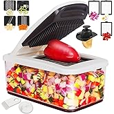 RüK Vegetable Chopper, Extra Large Chopper Vegetable Cutter, Multifunctional 10-in-1 Pro Food Chopper - 6 Blades, 4 Vegetable