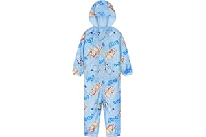 Bluey Girls Rain Suit, Coverall Waterproof Rain Jacket, Breathable Kids Mud Suit with Hood Fleece Lined, Gifts for Kids
