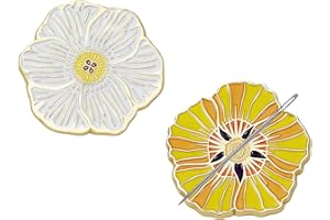 letsinstyle 2Pcs Metal Magnetic Needle Minder, Flower Magnetic Needle Keeper, Floral Sewing Holder for Cross Stitch Embroider