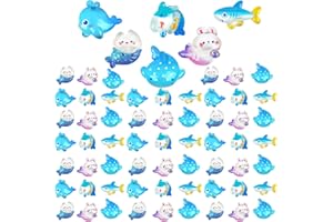 Fantasyon 120 Pcs Mini Resin Sea Mermaid Tiny Shark Miniature Whale Figures Dollhouse Ornament Potted Plants Cake Decoration DIY Craft Charms