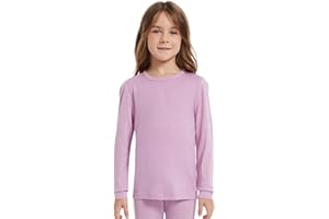 woolcano Kids Unisex 100% Merino Wool Base Layer Tops Lightweight Thermal Underwear Shirt