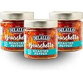 DeLallo Roasted Pepper Bruschetta Topping, 7.05 oz. Jar, (3 Pack), Made in Italy, Ready-to-Use Condiment