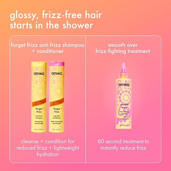 AMIKA FORGET FRIZZ ANTI-FRIZZ CONDITIONER, 275ML | SMOOTHING, HUMIDITY PROTECTION, UP TO 72 HOUR FRIZZ CONTROL + LIGHTWEIGHT HYDRATION, FOR MEDIUM TO THICK COARSE HAIR TYPES 2A-4C