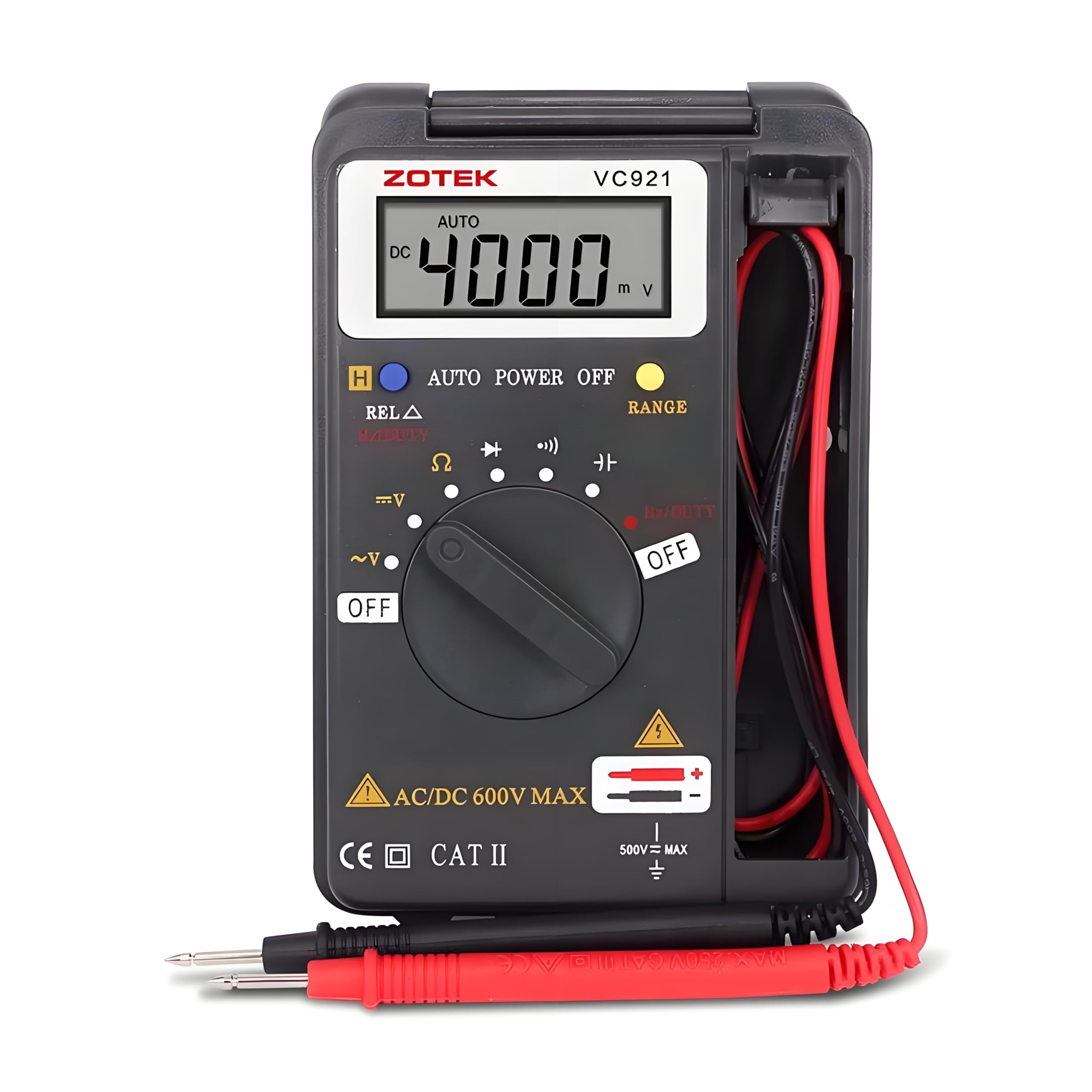 Digital Multimeter,Auto Ranging Pocket Multi Tester Battery Voltage Tester with LCD Backlight Display; Ohmmeter/Voltmeter Tester AC/DC Voltage Resistance Capacitance Frequency for Lab Home School