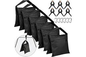 SAYAYA 6 Pack Photography Sandbag Heavy Duty Sand Bags with Zipper Weight Bag Saddlebag Design for Photography Stand with Spring Clamps & Buckle Sand Bag Weights for Backdrop Stand Photo Tripod